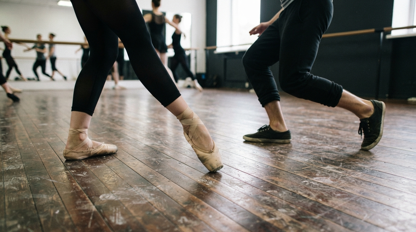 Dancers practicing basic steps
