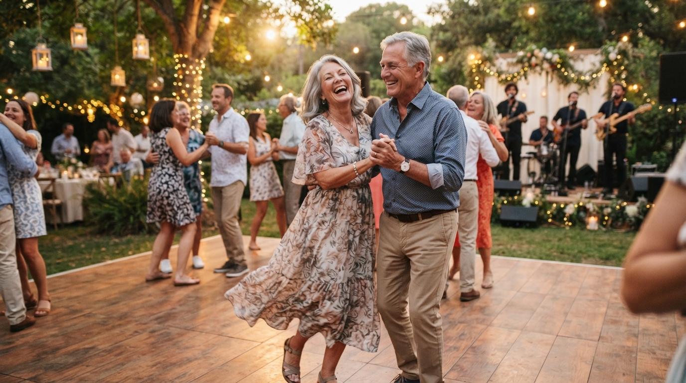 Mature couple dancing happily