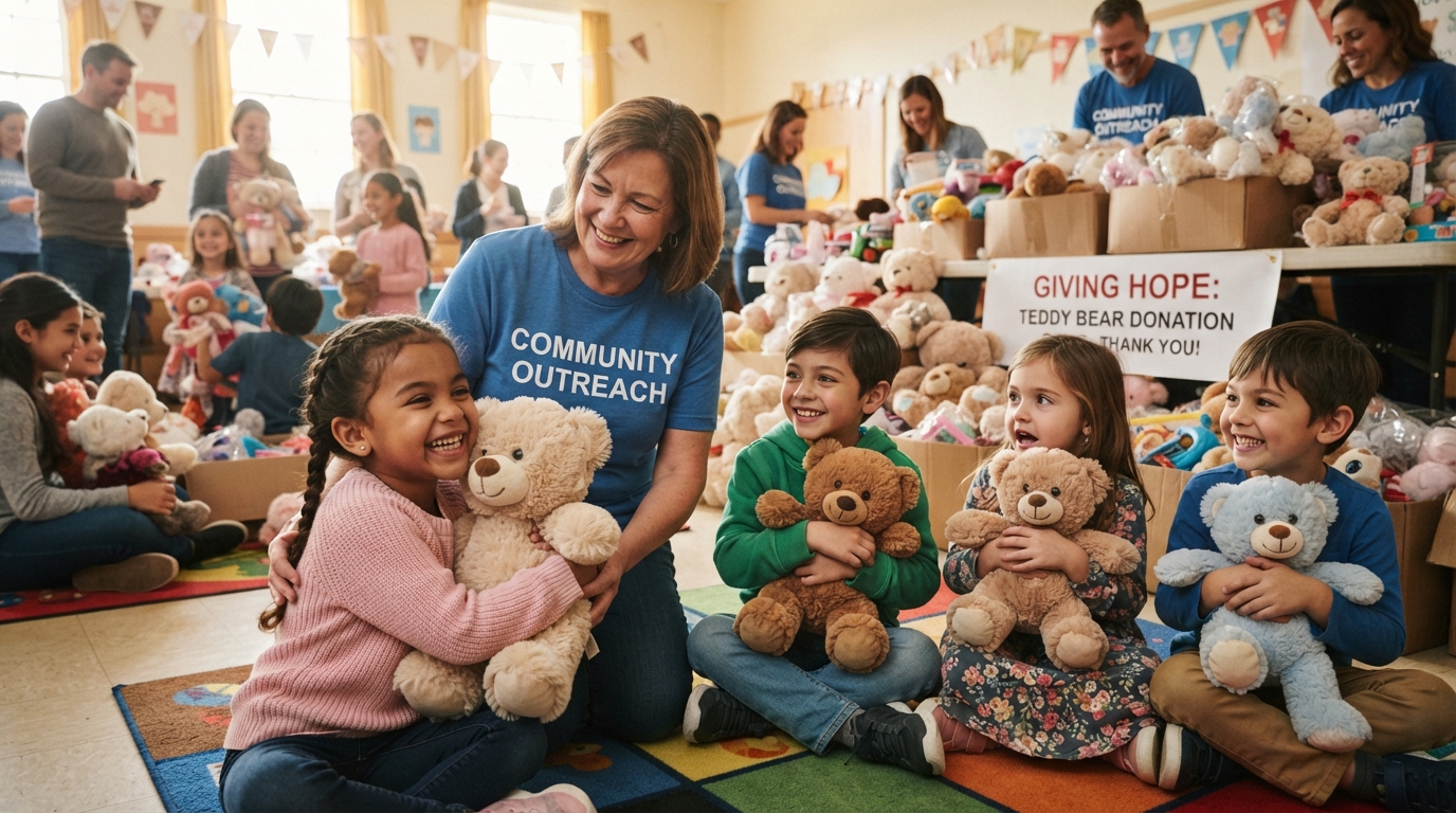 Teddy bears given to children